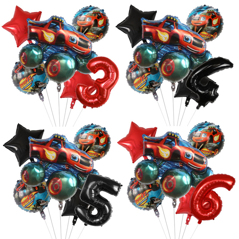 Lighting Mcqueen Birthday Decor - 1set Blaze Monster Folienballons Cartoon Sportwagen