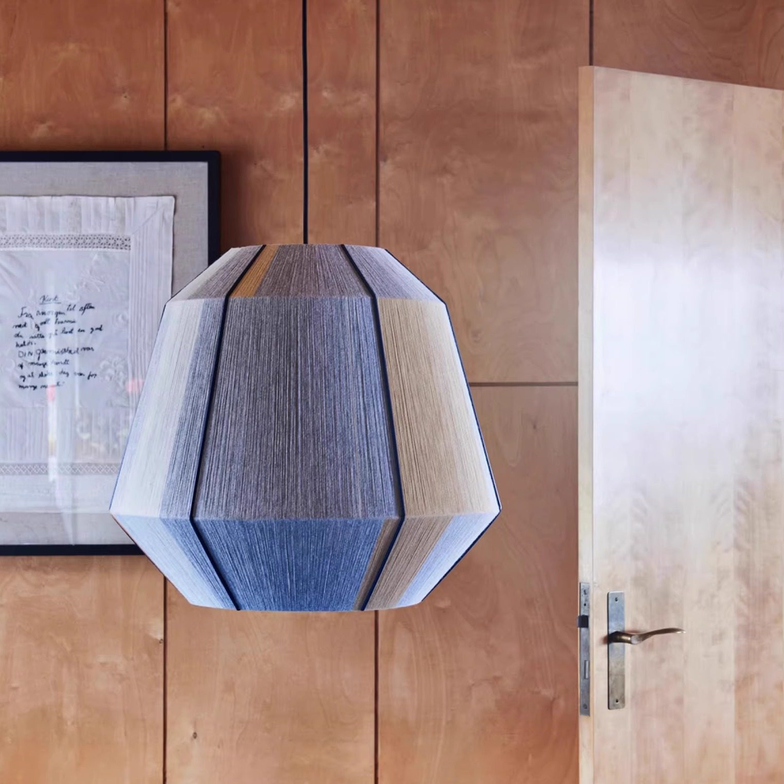 Geometric Lamp Shade - Rattan-Pendelleuchte, Boho-geometrische Hängelampe, kreative, farbenfrohe, gewebte