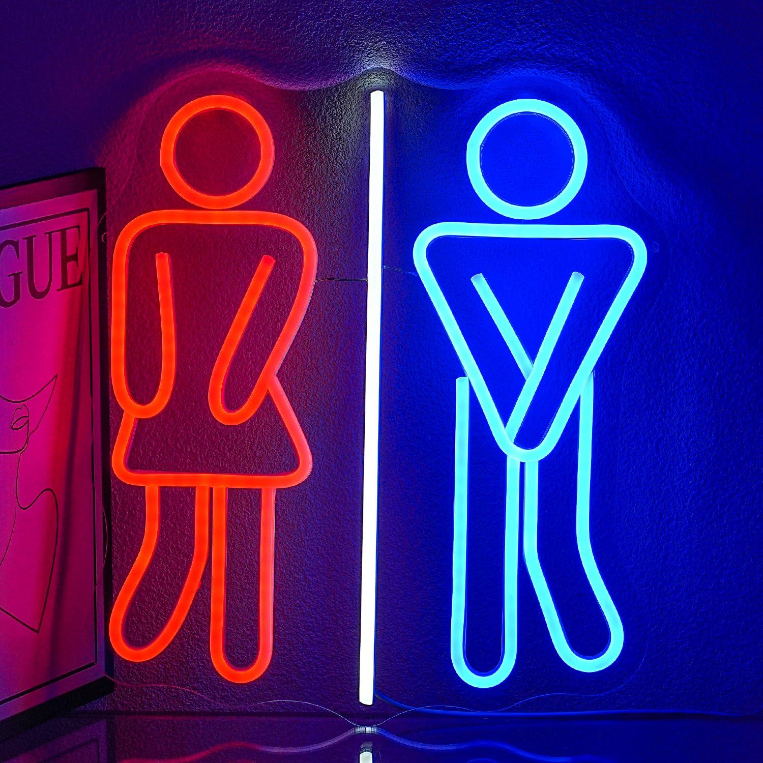 Office Lighting Decor - Neon-Schilder für Toiletten, USB-dimmbare LED-Leuchten für