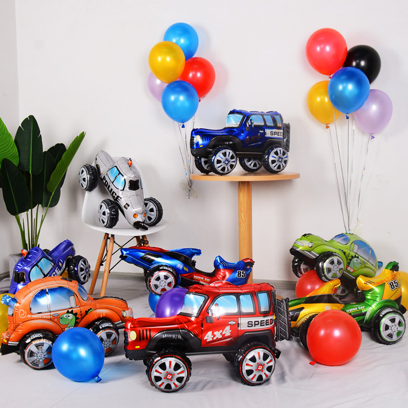 Lighting Mcqueen Birthday Decor - 3D-Stereo-Cartoon-Bausatz Auto aus Aluminiumfolie, Hot Wheels