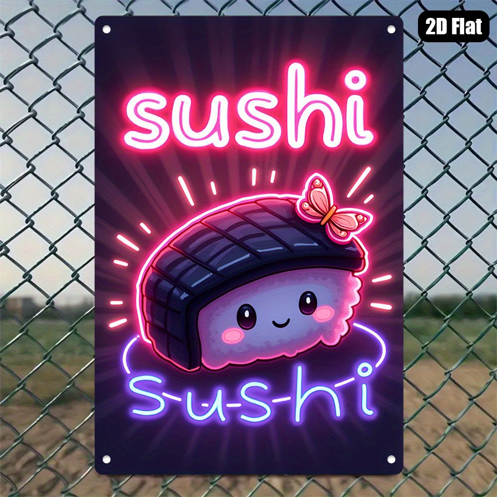 Vintage Lighting Decor - Vintage-Metallblechschild im Neon-Stil ohne LED-Lichter, Sushi-Neon-Wandkunst,
