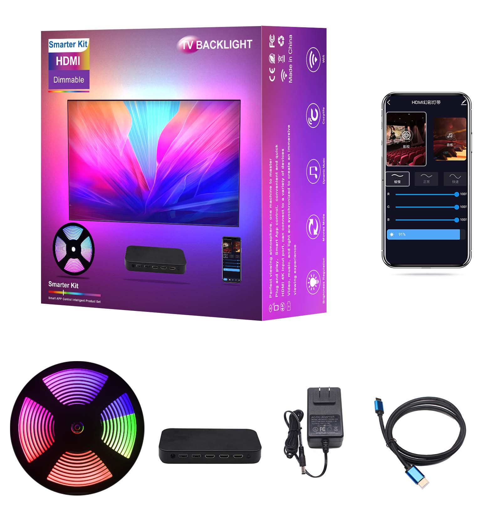 Ambient Led Strip - RGBIC Smart Ambient TV-Licht-Set HDMI Sync