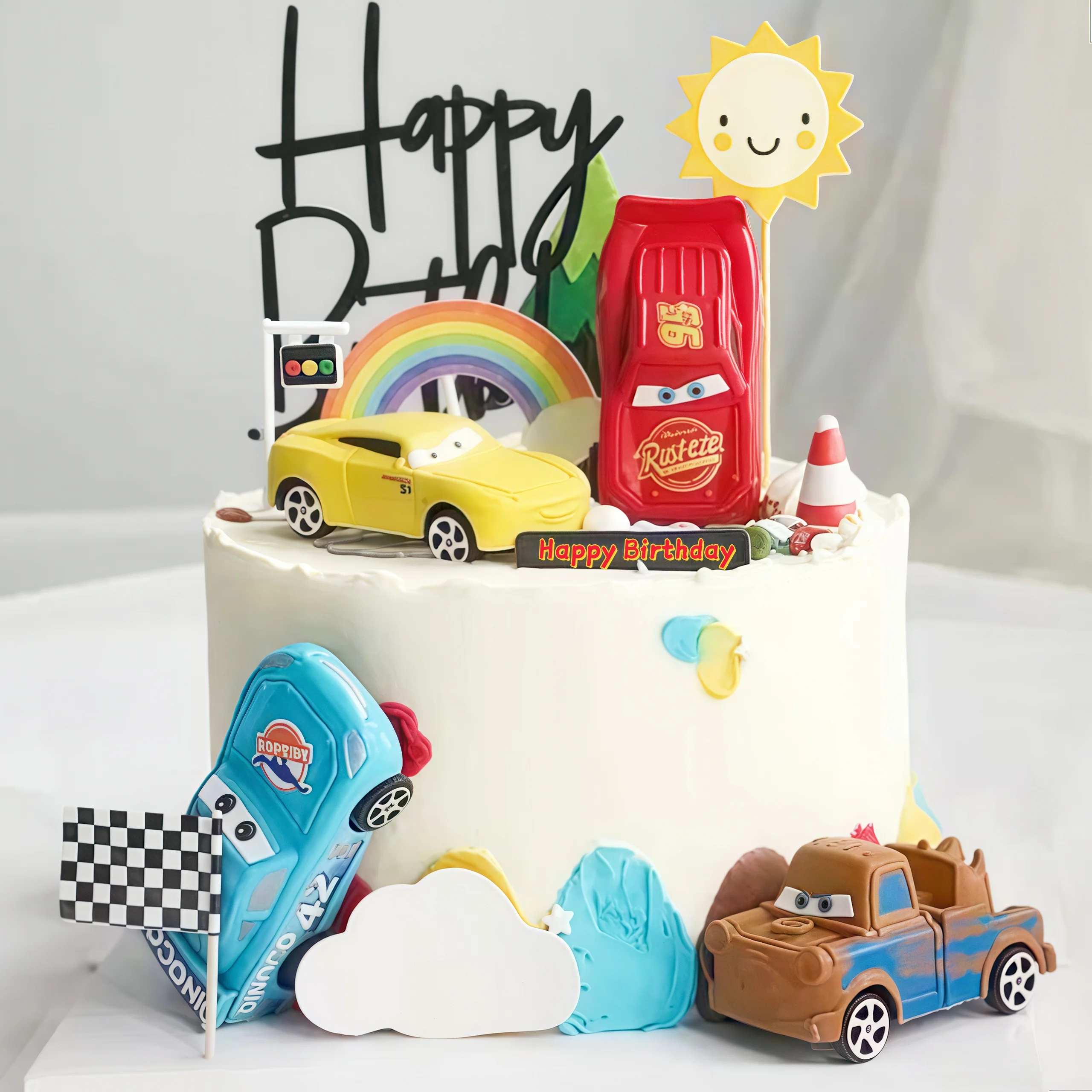 4 Stück Lightning Cars Happy B – Lighting Mcqueen Birthday Decor Bewertung und Preis