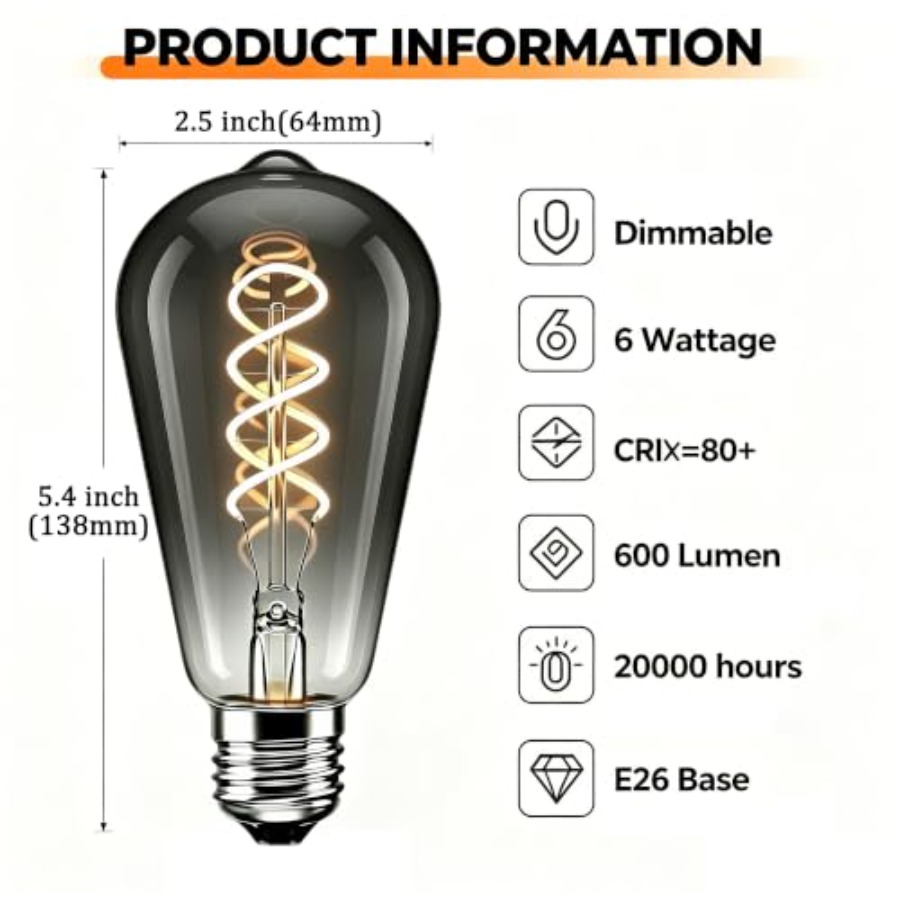 4er-Pack ST64 LED Edison-Glühb – Vintage Lighting Decor Bewertung und Preis